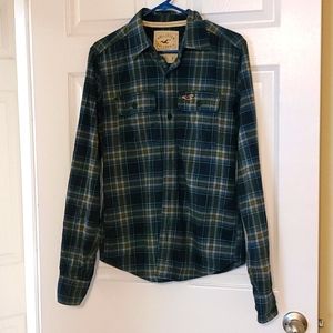 Blue and green plaid Hollister flannel
